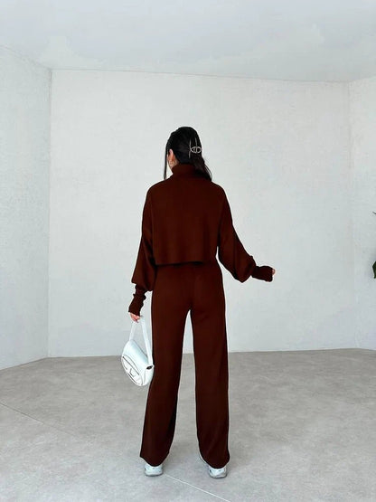 Novelle Knit Suit for Ladies | Knitted Turtleneck, Flexible and Stylish - Hartwella