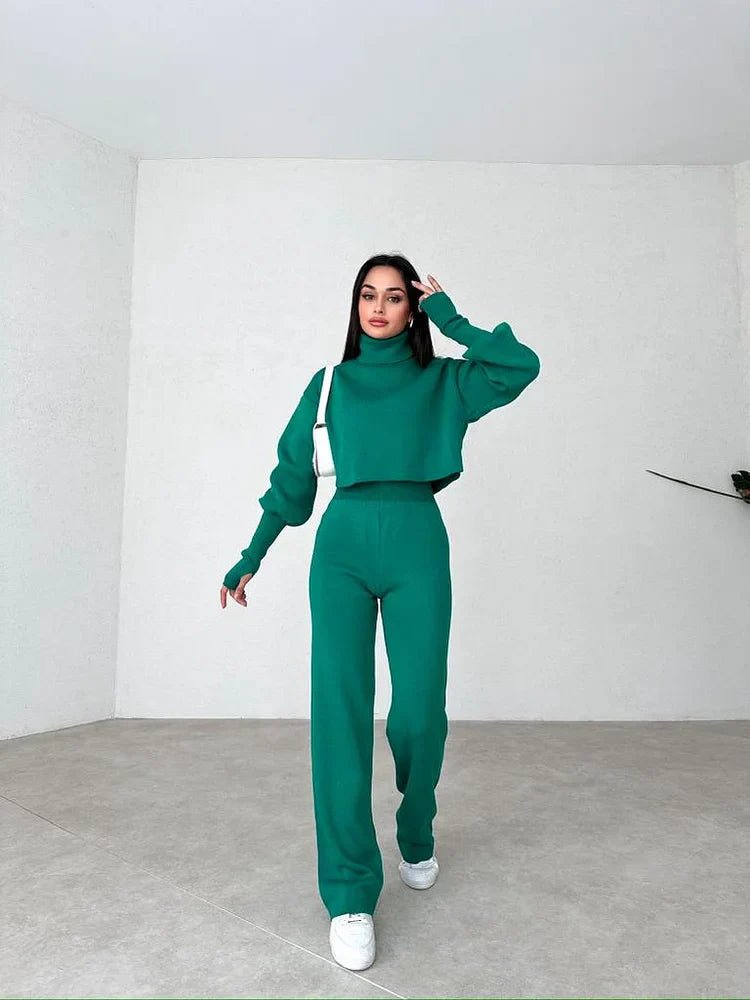 Novelle Knit Suit for Ladies | Knitted Turtleneck, Flexible and Stylish - Hartwella