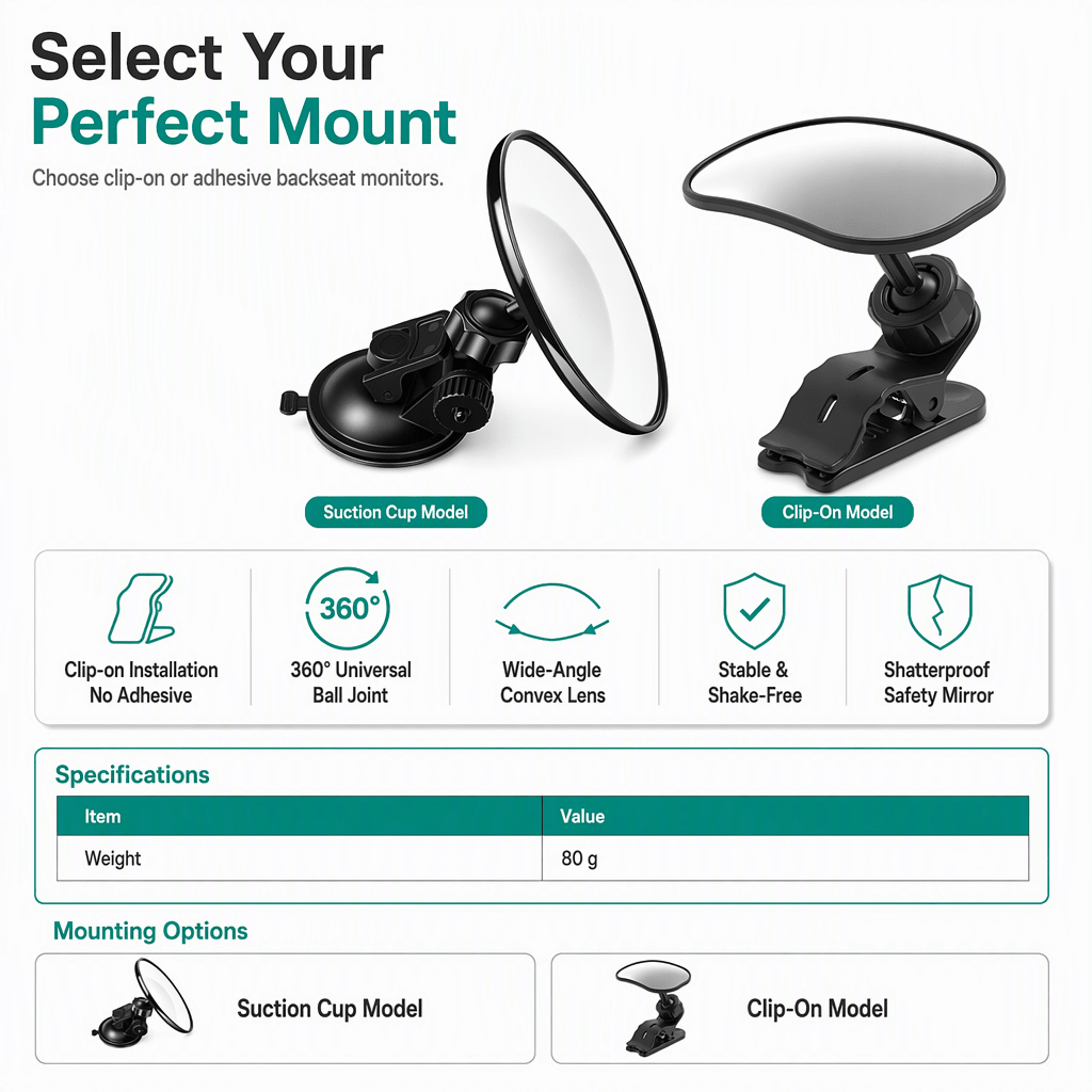 Orbix™ Adjustable Convex Car Mirror