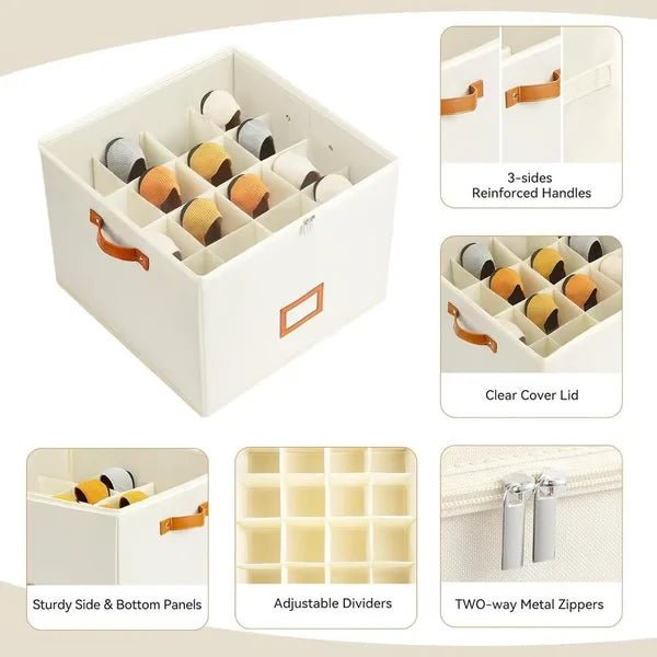 Ovela Foldable Shoe Organizer | Oxford Fabric, Adjustable Compartments - Hartwella