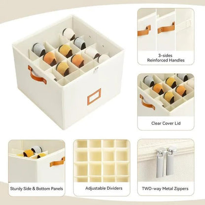 Ovela Foldable Shoe Organizer | Oxford Fabric, Adjustable Compartments - Hartwella