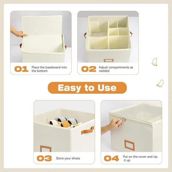 Ovela Foldable Shoe Organizer | Oxford Fabric, Adjustable Compartments - Hartwella
