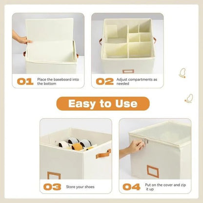 Ovela Foldable Shoe Organizer | Oxford Fabric, Adjustable Compartments - Hartwella