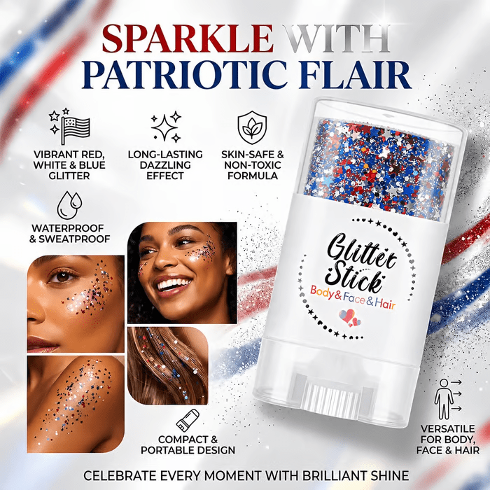 Patriot Glitter Stick | Water-Resistant, Non-Toxic, Easy Application - Hartwella