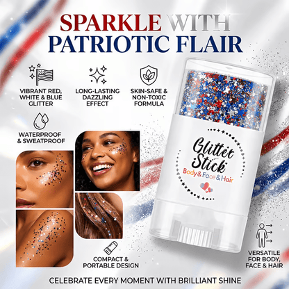 Patriot Glitter Stick | Water-Resistant, Non-Toxic, Easy Application - Hartwella