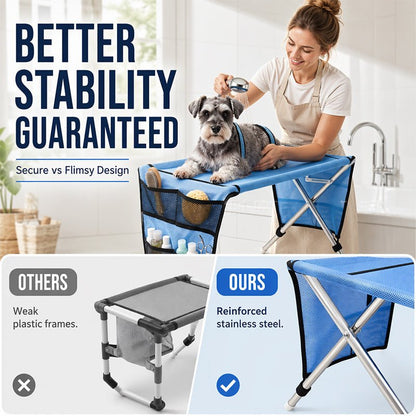 Pavo Pet Grooming Bed | 2-in-1 Foldable, Breathable Support - Hartwella