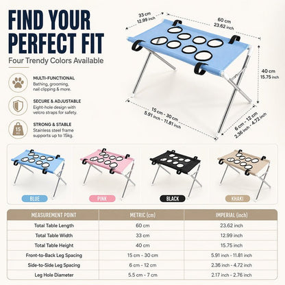 Pavo Pet Grooming Bed | 2-in-1 Foldable, Breathable Support - Hartwella