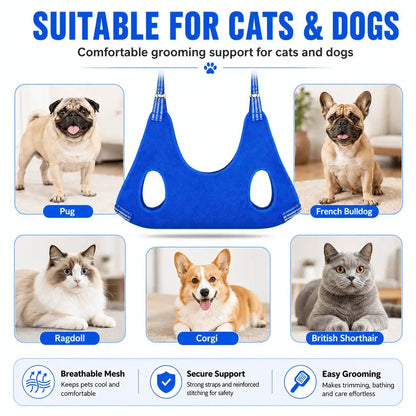 Pavo Pet Grooming Hammock | Breathable Mesh, Heavy-Duty Safety for Dogs and Cats - Hartwella