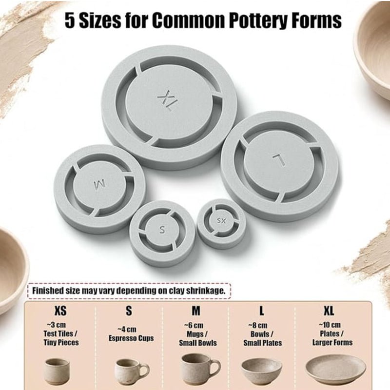 Pavo Pottery Tool | Multi-Size Clay Foot Ring Template for Trimming - Hartwella