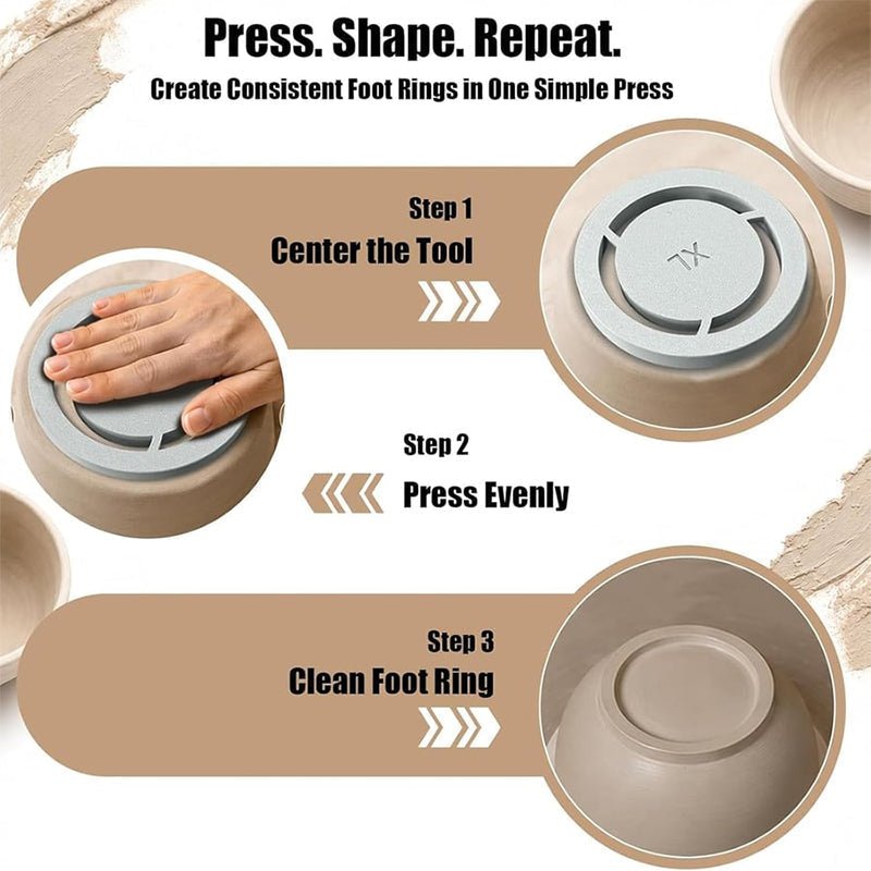 Pavo Pottery Tool | Multi-Size Clay Foot Ring Template for Trimming - Hartwella