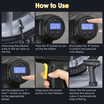 Pico Portable Air Compressor | Cordless, Digital Display, Fast Inflation - Hartwella