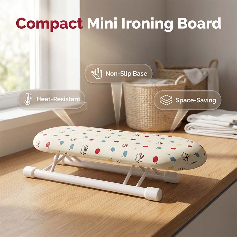Pico Small Ironing Board | Compact Table Top Design, Foldable Metal Frame - Hartwella