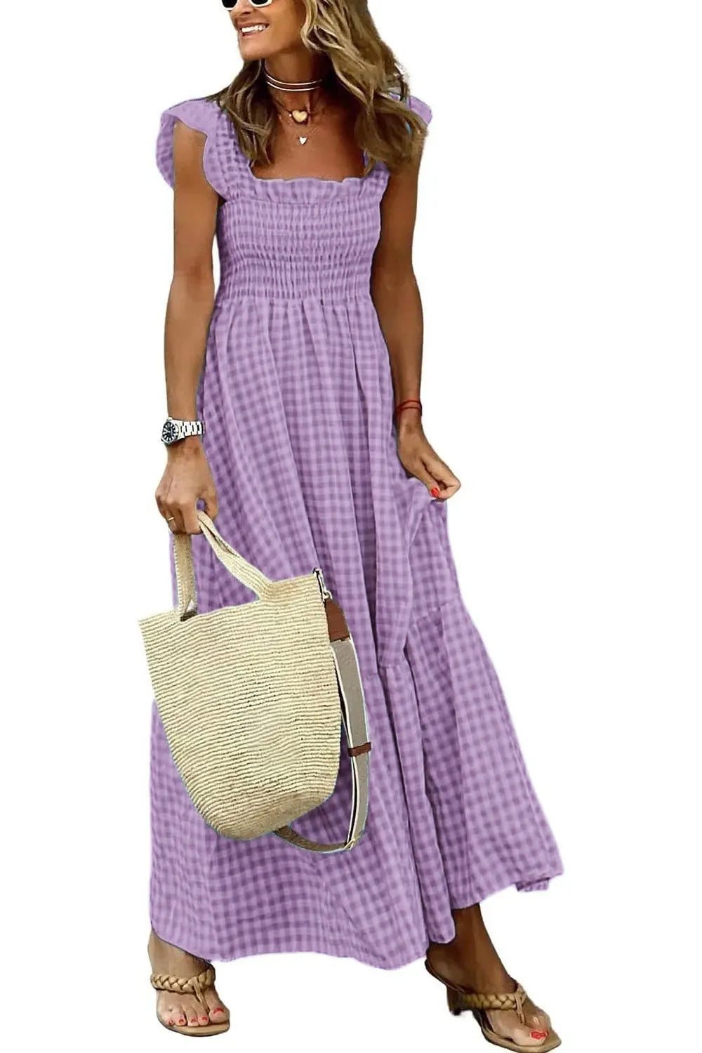 Pina Maxi Dress | Flattering Smocked Bodice, Lightweight Summer Dress - Hartwella