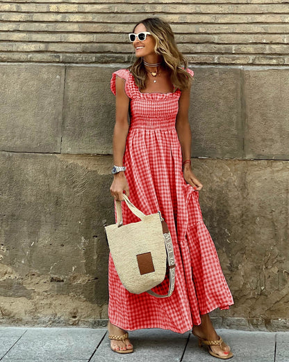 Pina Maxi Dress | Flattering Smocked Bodice, Lightweight Summer Dress - Hartwella
