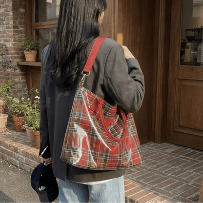 Plaidora Plaid Tote Bag | Waterproof PVC, Spacious Design - Hartwella