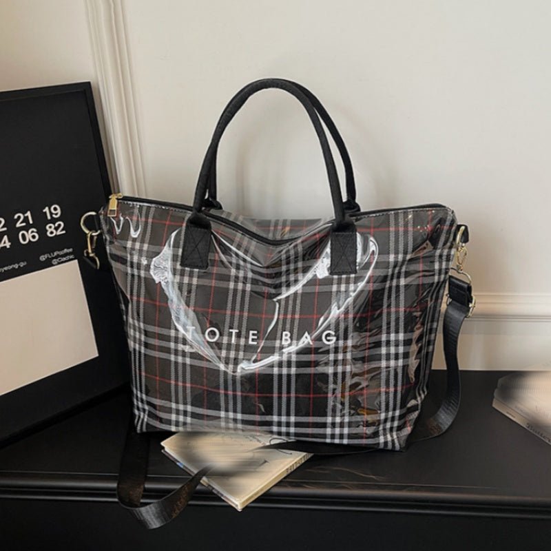Plaidora Plaid Tote Bag | Waterproof PVC, Spacious Design - Hartwella
