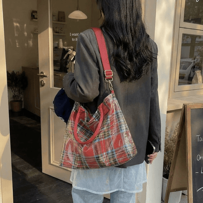 Plaidora Plaid Tote Bag | Waterproof PVC, Spacious Design - Hartwella