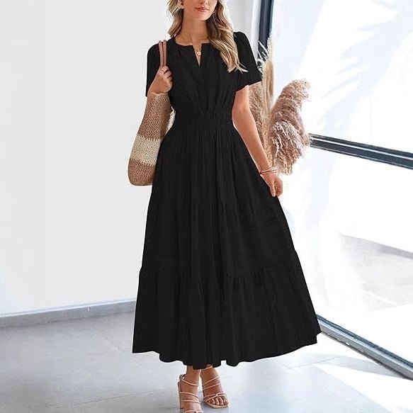 Plea Floral Maxi Dress | Flattering V - Neck, Soft Pleated Fabric - Hartwella