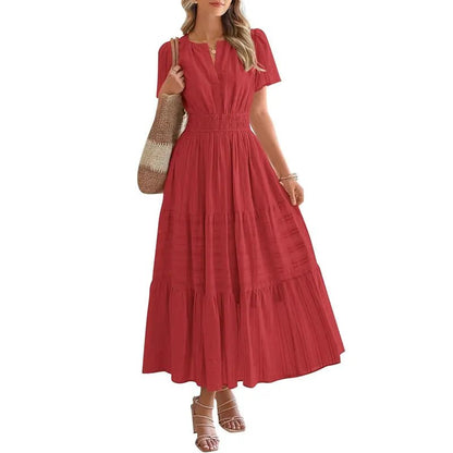 Plea Floral Maxi Dress | Flattering V - Neck, Soft Pleated Fabric - Hartwella