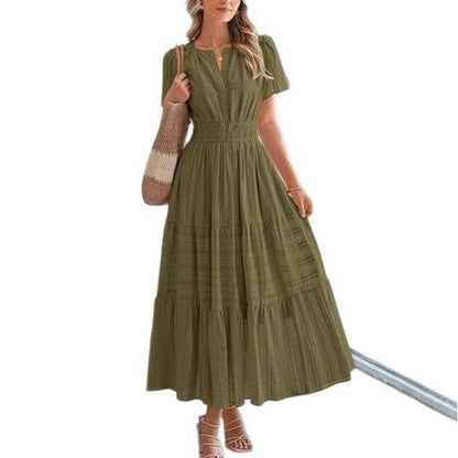 Plea Floral Maxi Dress | Flattering V - Neck, Soft Pleated Fabric - Hartwella