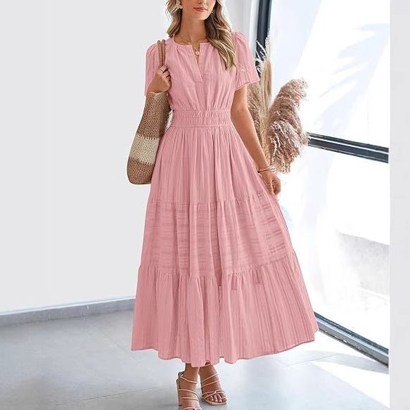Plea Floral Maxi Dress | Flattering V - Neck, Soft Pleated Fabric - Hartwella
