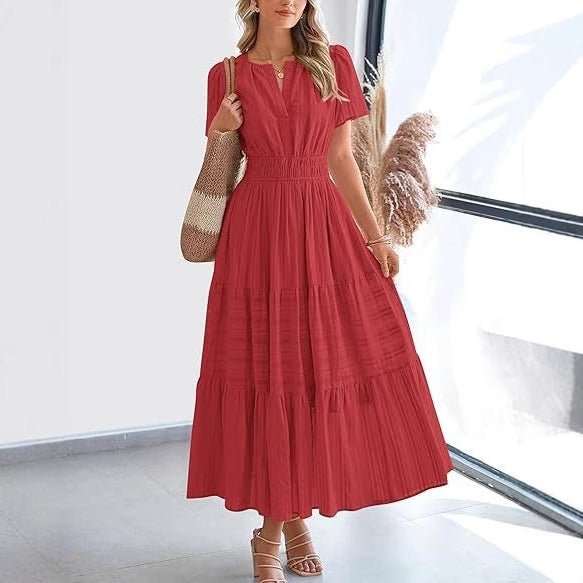 Plea Floral Maxi Dress | Flattering V - Neck, Soft Pleated Fabric - Hartwella