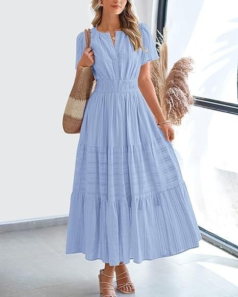 Plea Floral Maxi Dress | Flattering V - Neck, Soft Pleated Fabric - Hartwella