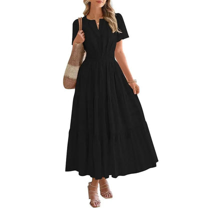 Plea Floral Maxi Dress | Flattering V - Neck, Soft Pleated Fabric - Hartwella