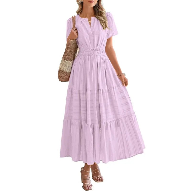 Plea Floral Maxi Dress | Flattering V - Neck, Soft Pleated Fabric - Hartwella