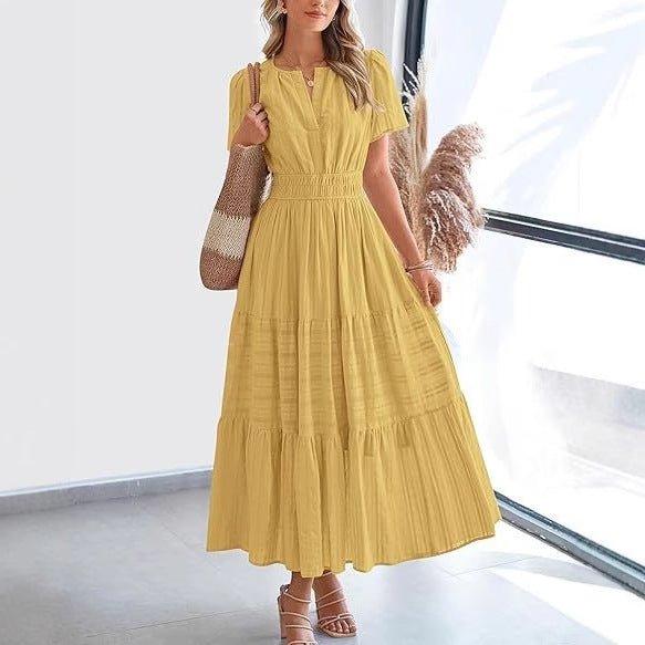 Plea Floral Maxi Dress | Flattering V - Neck, Soft Pleated Fabric - Hartwella