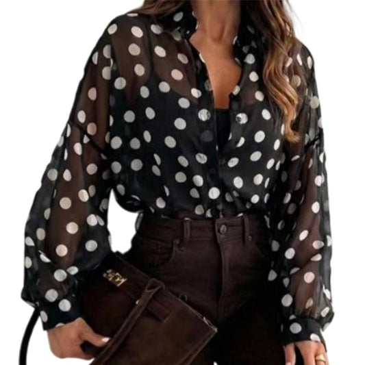 Pola Women's Blouse | Lightweight, Polka Dot Design, Plus Size Available - Hartwella
