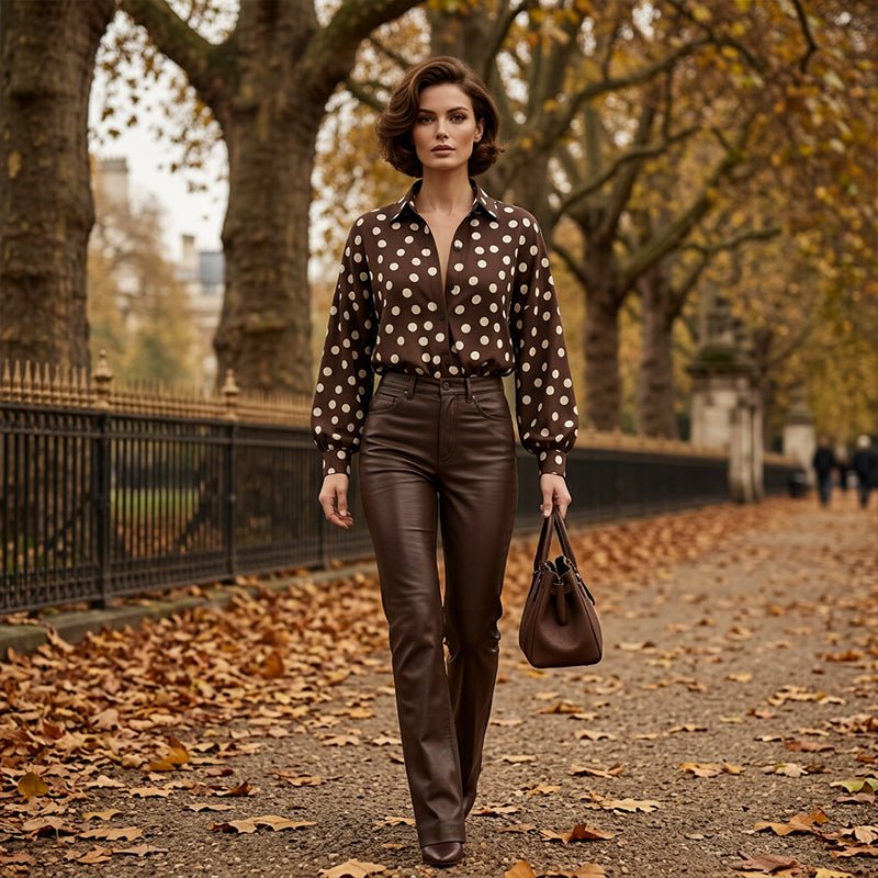 Pola Women's Blouse | Lightweight, Polka Dot Design, Plus Size Available - Hartwella