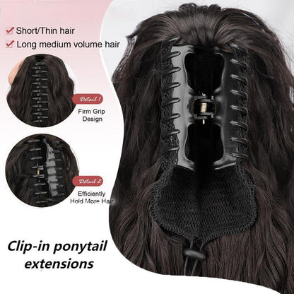 Ponytail Bliss Hair Extensions | Clip - On, 26 Inches Synthetic Fiber - Hartwella
