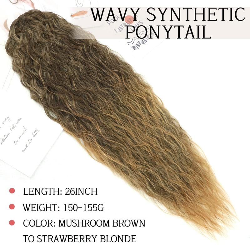 Ponytail Bliss Hair Extensions | Clip - On, 26 Inches Synthetic Fiber - Hartwella