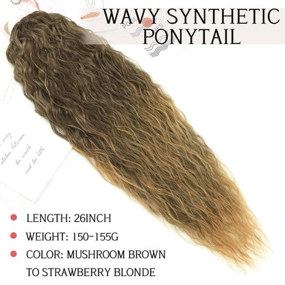 Ponytail Bliss Hair Extensions | Clip - On, 26 Inches Synthetic Fiber - Hartwella