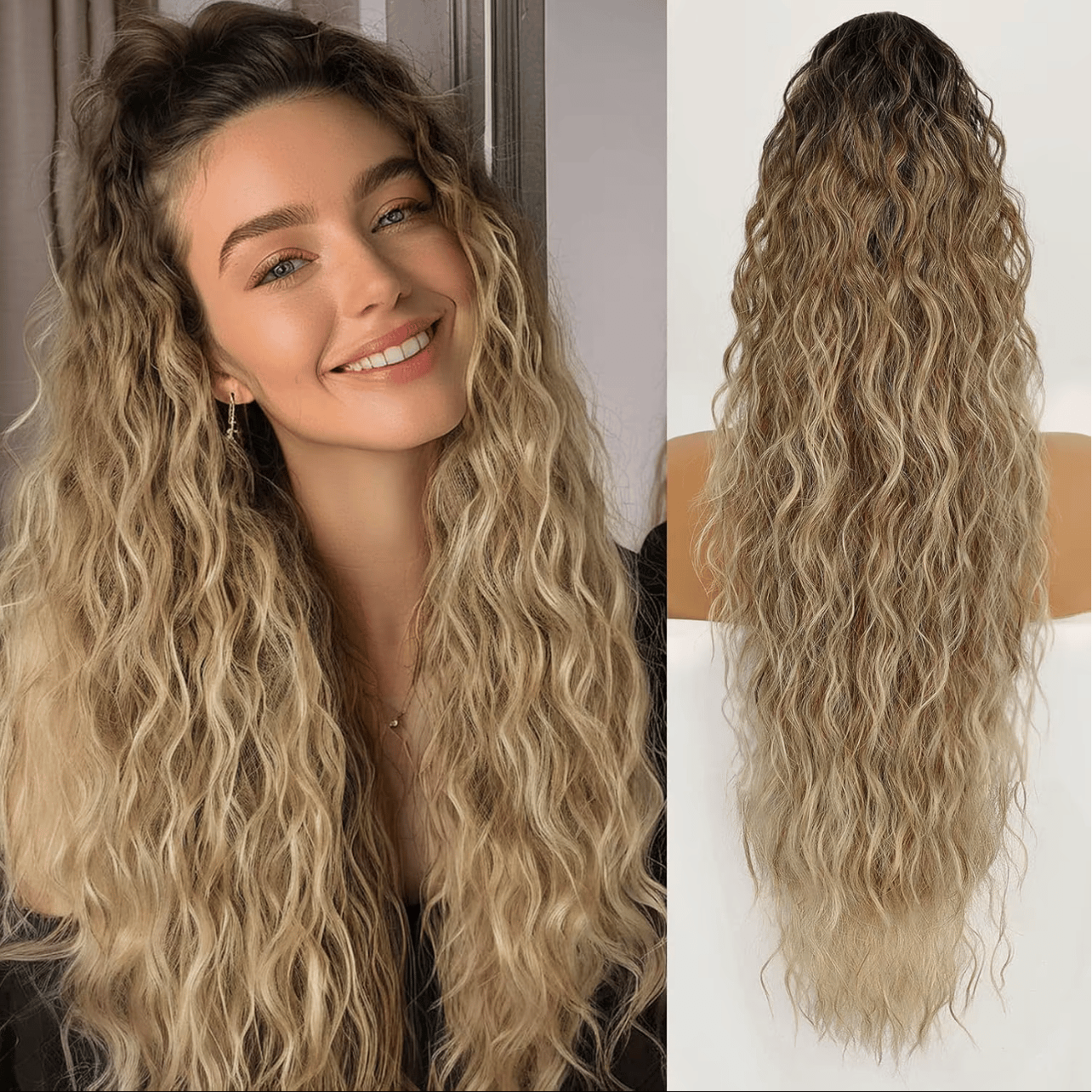 Ponytail Bliss Hair Extensions | Clip - On, 26 Inches Synthetic Fiber - Hartwella