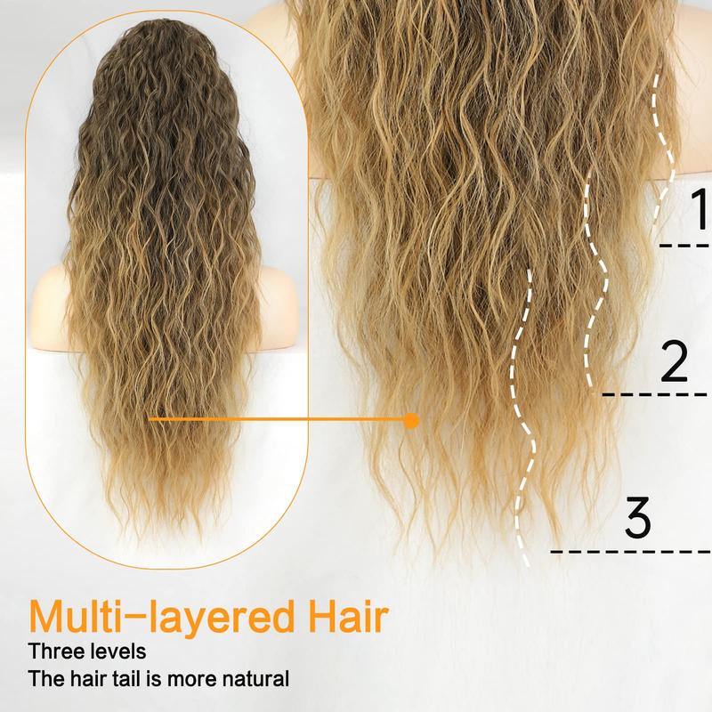 Ponytail Bliss Hair Extensions | Clip - On, 26 Inches Synthetic Fiber - Hartwella