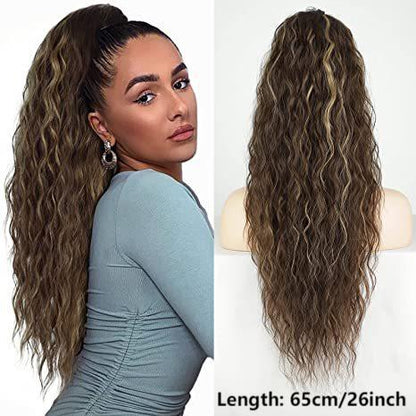 Ponytail Bliss Hair Extensions | Clip - On, 26 Inches Synthetic Fiber - Hartwella