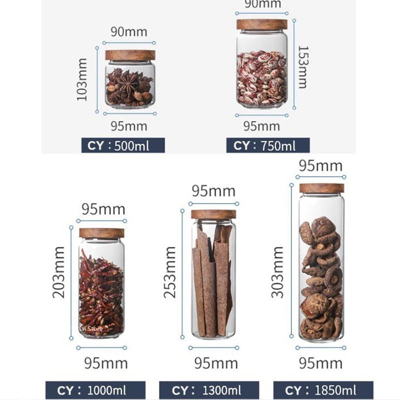 Pura Seal Canister | Airtight Glass with Wooden Lid - Hartwella