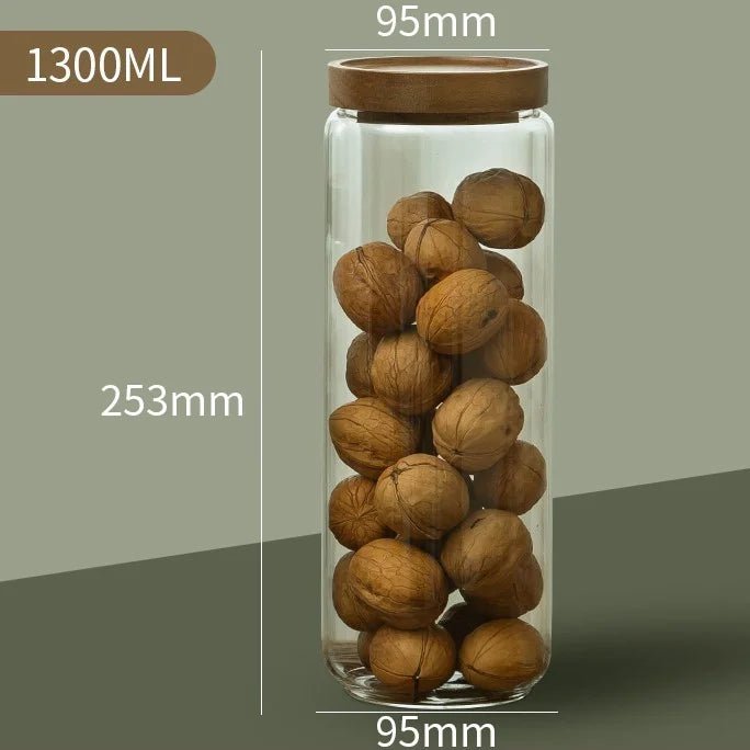 Pura Seal Canister | Airtight Glass with Wooden Lid - Hartwella