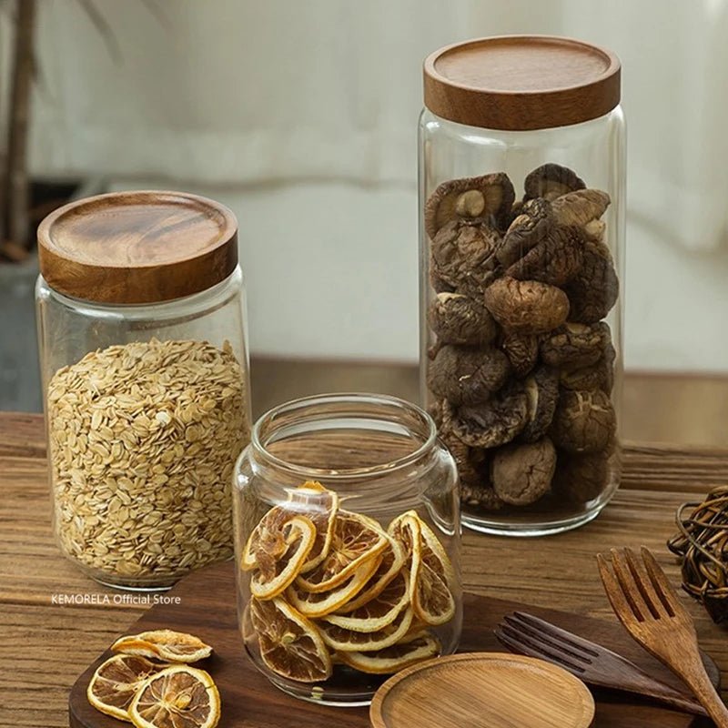 Pura Seal Canister | Airtight Glass with Wooden Lid - Hartwella