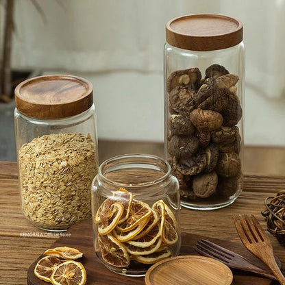 Pura Seal Canister | Airtight Glass with Wooden Lid - Hartwella