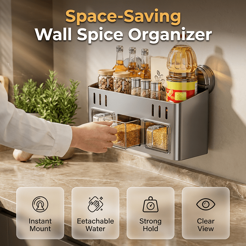 Pura Spice Rack | Wall-Mounted, No-Drill Organizer - Hartwella