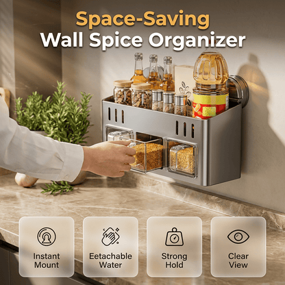 Pura Spice Rack | Wall-Mounted, No-Drill Organizer - Hartwella