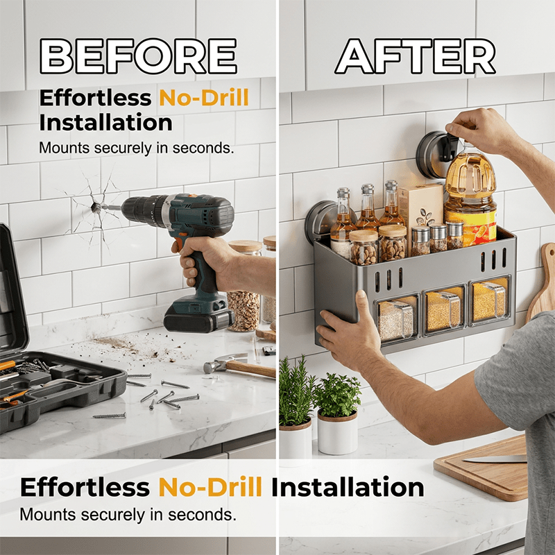 Pura Spice Rack | Wall-Mounted, No-Drill Organizer - Hartwella