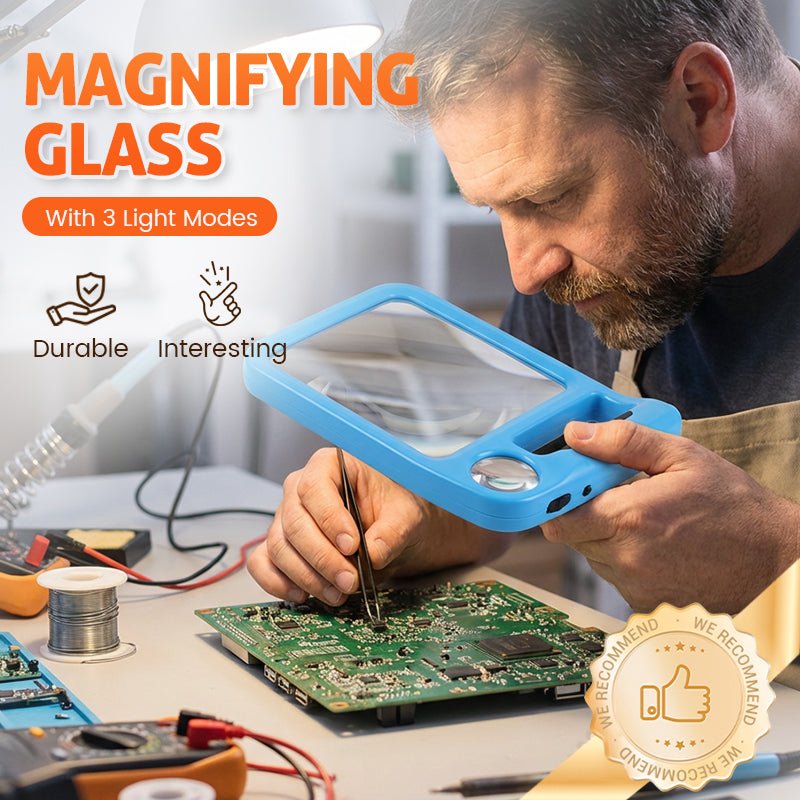Raven Magnifying Glass | Rechargeable LED with 3 Light Modes - Hartwella