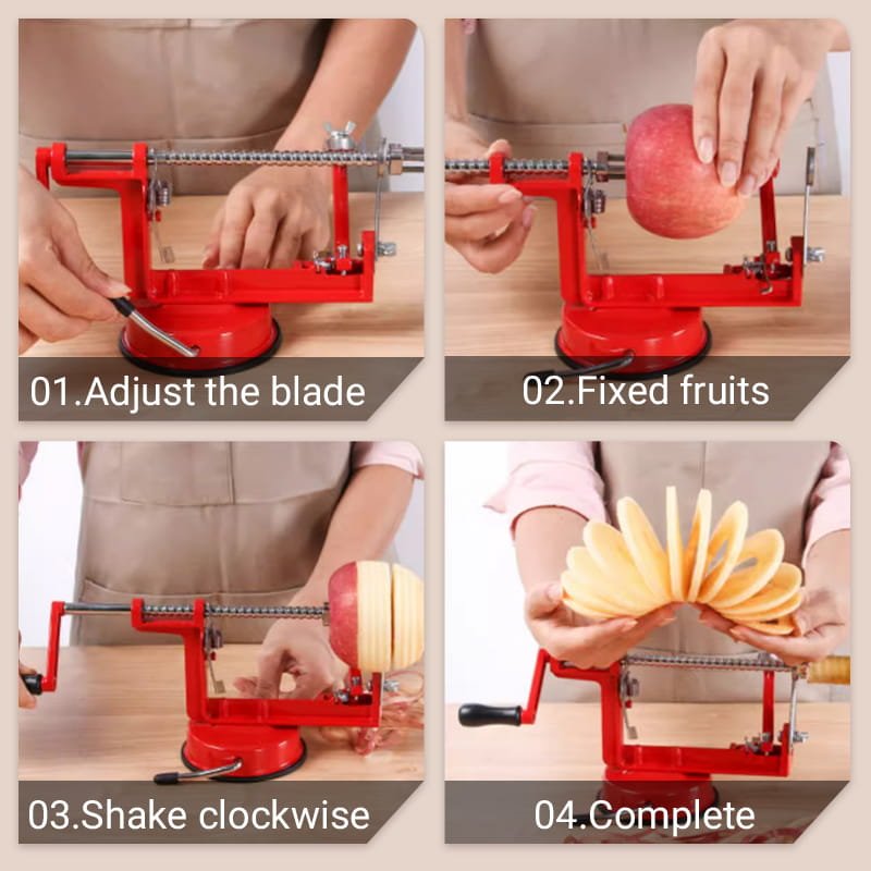 Ravi Hand Crank Peeler | 3 - in - 1 Peeling, Coring, Slicing Tool - Hartwella