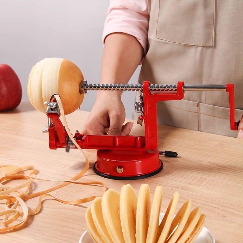 Ravi Hand Crank Peeler | 3 - in - 1 Peeling, Coring, Slicing Tool - Hartwella