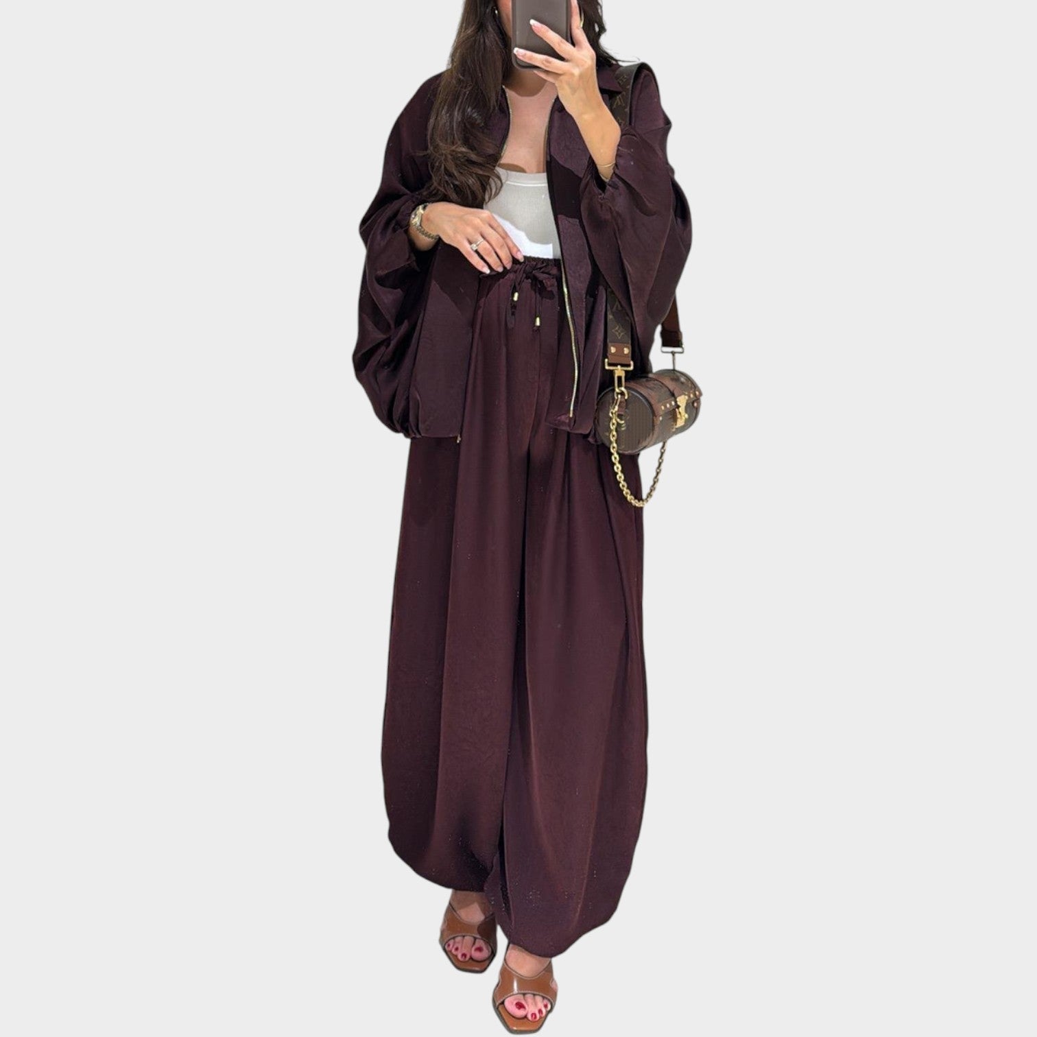 Rela Luxe Set | Flowy Outer Layer, Wide-Leg Trousers - Hartwella