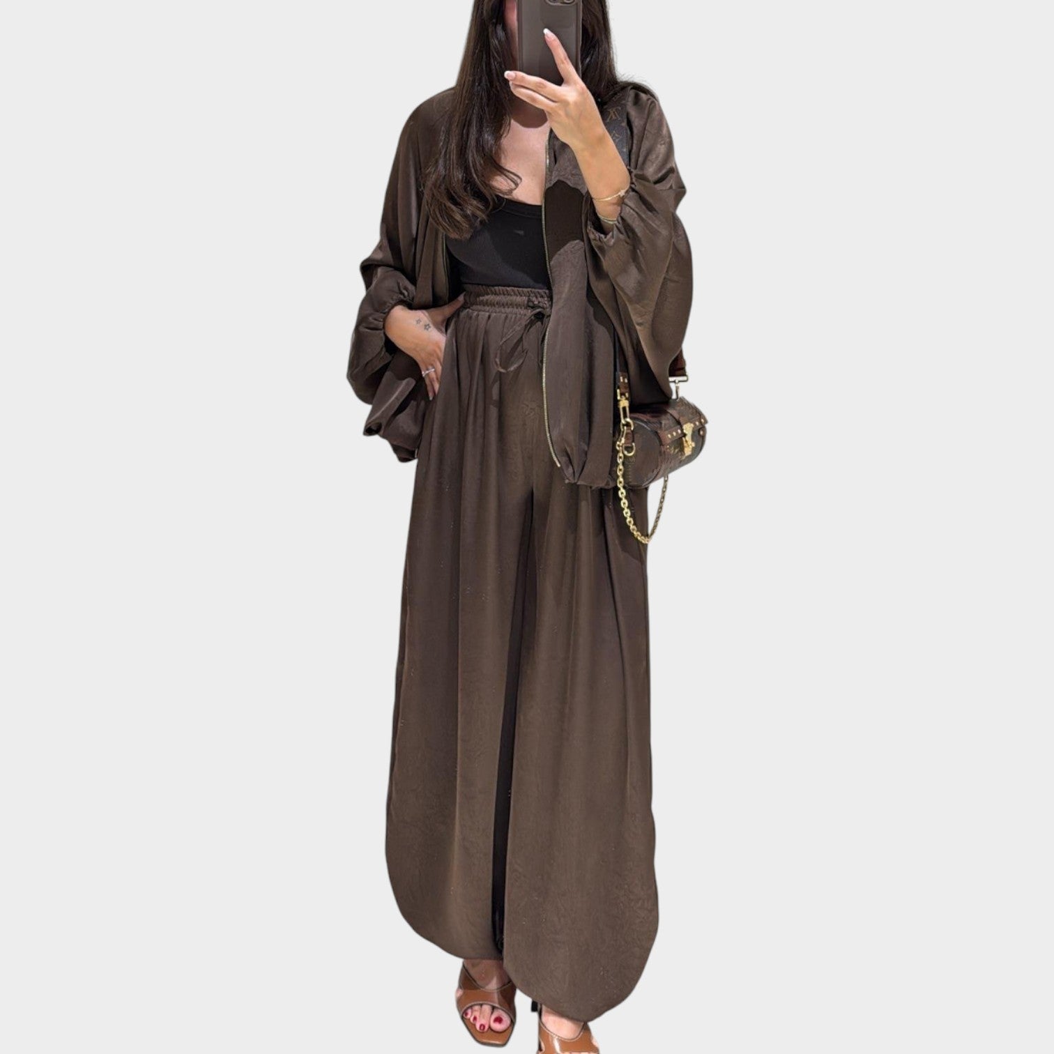 Rela Luxe Set | Flowy Outer Layer, Wide-Leg Trousers - Hartwella